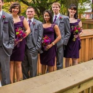 Lace Sleeve Eggplant Cocktail Dress